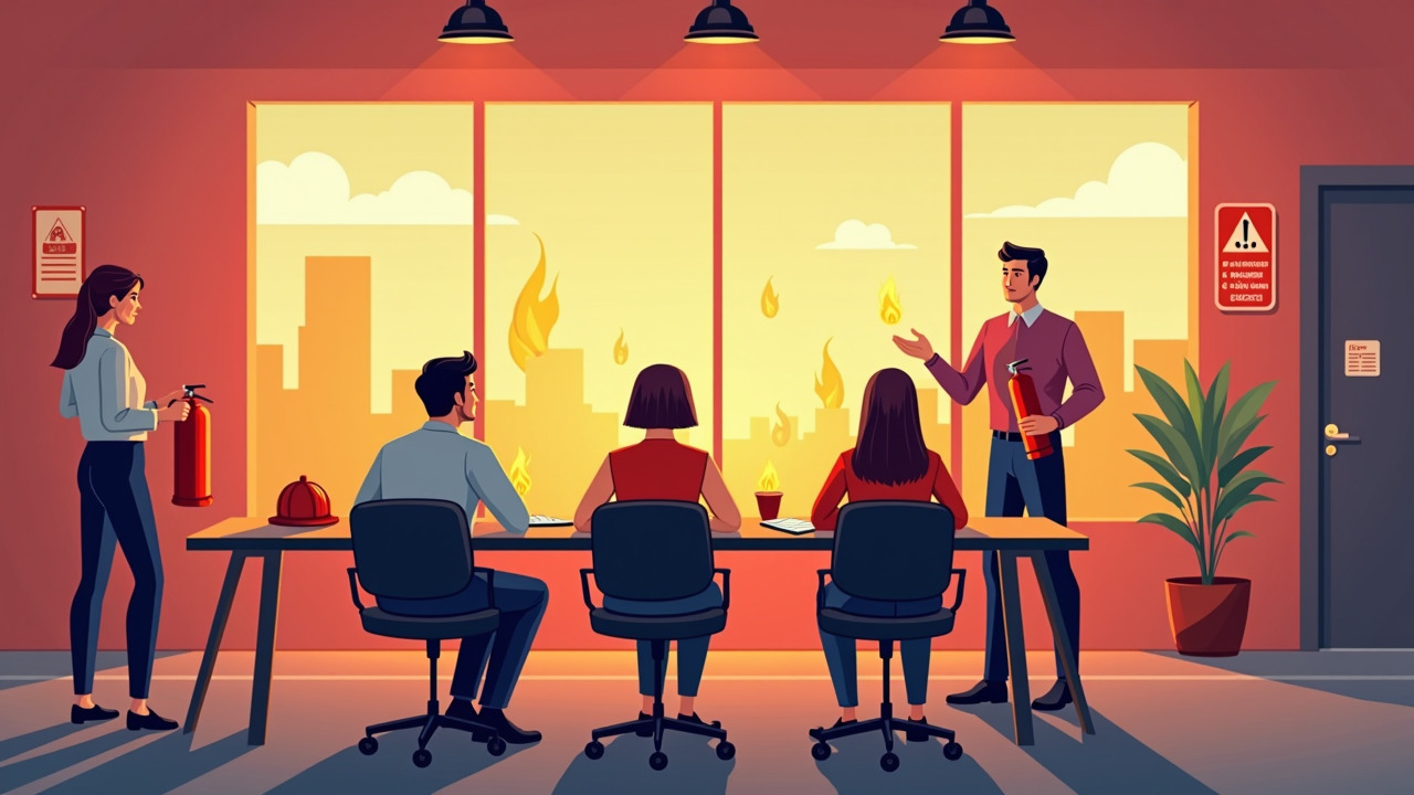 Formazione antincendio in azienda con istruttore e dipendenti